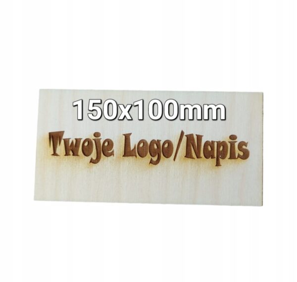 Grawerowany dowolny personalizowany napis logo grafika sklejka 150x100 mm