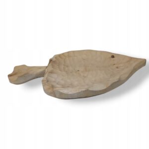 Półmisek drewniany taca liść talerz na przekąski wędliny itp 32x21x3cm