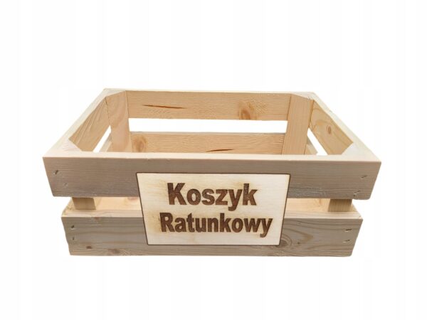 Koszyczek ratunkowy koszyk SKRZYNKA DREWNIANA naturalna na ślub 23x15x8cm