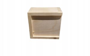 Pudełko drewniane zasuwane naturalne małe na biżuterię fotografię 10,5x10x5