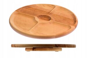 Deska drewniana bukowa okrągła obrotowa do przystawek serów wędlin 33cm