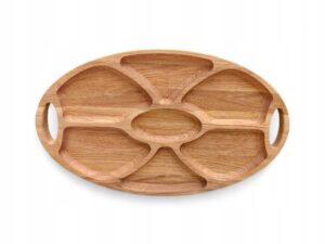 Taca drewniana dębowa kuchenna deserówka na przystawki orzechy 50x30x23