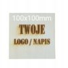 Grawerowany dowolny personalizowany napis logo grafika sklejka 100x100 mm