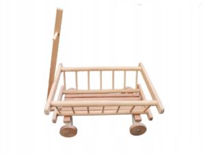 Drewniany wóz drabiniasty do ogrodu i na zabawki z rączką polski naturalny