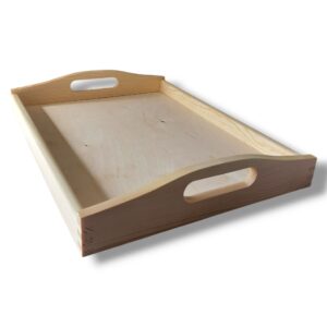 Taca drewniana śniadaniowa z uchwytami kelnerska wytrzymała POLSKA 40x30x6