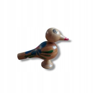 Gwizdek drewniany rzeźbiony ptak malowany ręcznie głośny 8cm