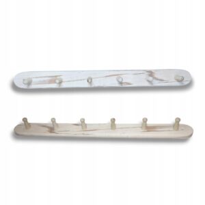 Wieszak na ubrania ścienny 6 kołków bardzo mocny bukowy duży naturalny 60cm