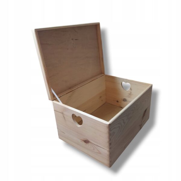 Pudełko drewniane z uchwytem serce EKO baza pod grawer 40x30x23cm