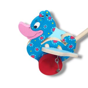 Drewniana zabawka Tradycyjna dla dziecka klepak kaczka pchacz handmade