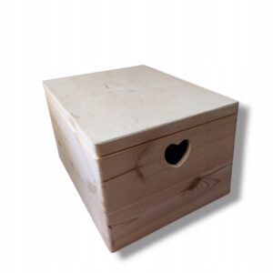 Pudełko drewniane z uchwytem serce EKO baza pod grawer 40x30x23cm