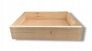 Taca drewniana naturalna kuchenna poręczna skrzynka pełna 60x40x13 cm