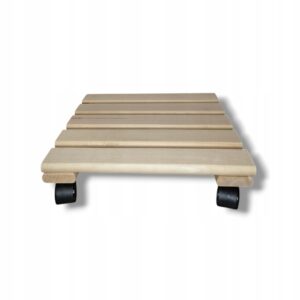 Podstawka pod doniczkę na kółkach kwadratowa drewniana bukowa wytrzymała 36