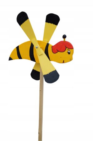 WIATRAK drewniany strach ogrodowy PSZCZOŁA OSA duzą 40cm kij 100cm