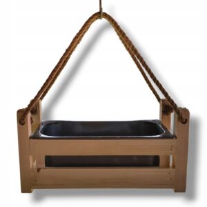 Doniczka drewniana prostokątna naturalna rustykalna kwietnik sznur 42x16x21