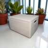 Duże drewniane białe pudełko 40x30x23 z wełną i grawer chrzest urodziny 18