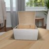 Duże drewniane białe pudełko 40x30x23 z wełną i grawer ślub panieński 18tka