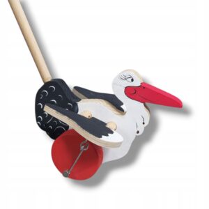 Zabawka drewniana tradycyjna bocian klepak bocian ręczne wykonanie